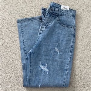 Distressed mom jeans